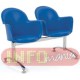 Cadeira Gogo em longarina com brao cromada azul